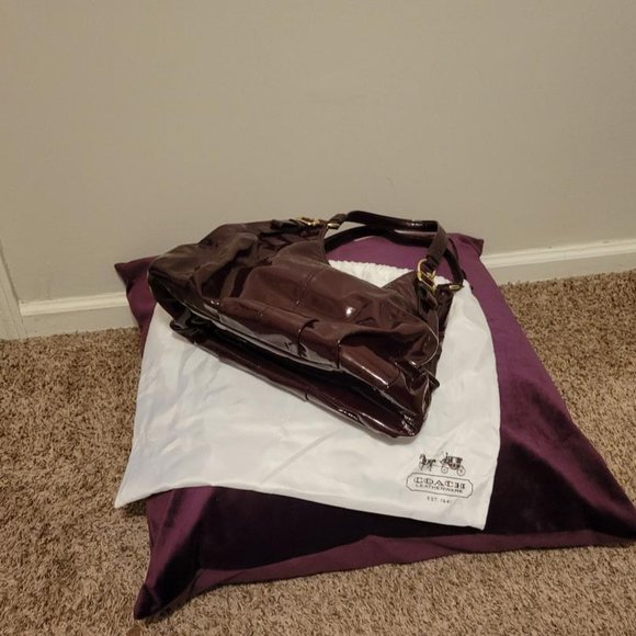 Coach Purple Patten Leather Handbag - Picture 4 of 5